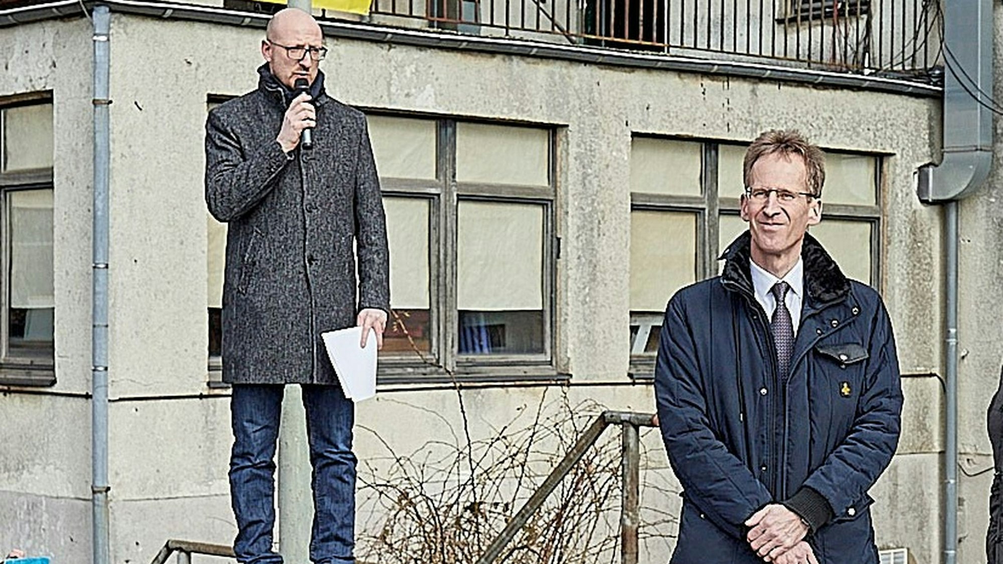 Ingo Pfennings (l.) und Detlef Seif, hier bei einer Demo gegen den Krieg in der Ukraine in Vogelsang.