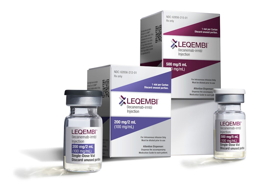 Dieses von Eisai im Januar 2023 zur Verfügung gestellte Foto zeigt Fläschchen und Verpackungen für das Medikament Leqembi.