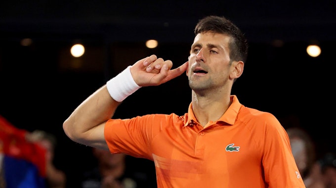 Novak Djokovic jubelt in Adelaide auf dem Platz.