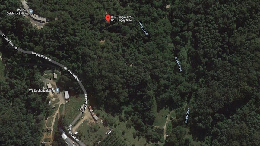 Das Dschungelcamp 2023 am Rande des Dschungels in Australien, hier zu sehen auf Google Maps.