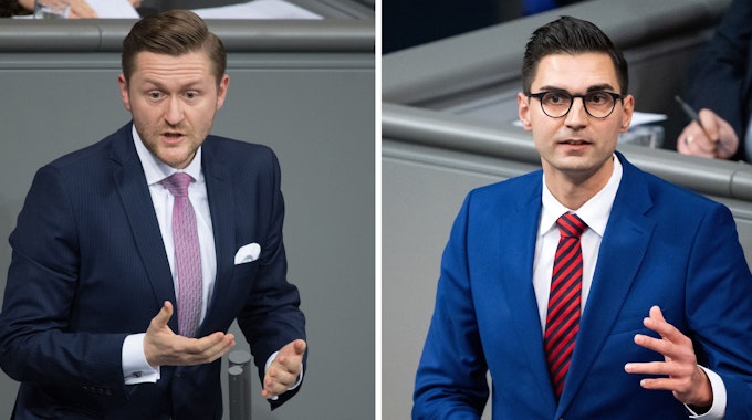 Die Bildkombo zeigt Wolfgang Stefinger (l, CSU) 2019 und Sepp Müller (CDU) am 2022 im Bundestag