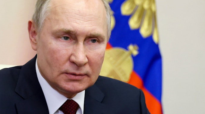 Der russische Präsident Wladimir Putin während einer Videokonferenz am 12. Januar 2023.