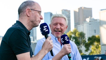 Matthias Stach und Boris Becker im Gespräch.