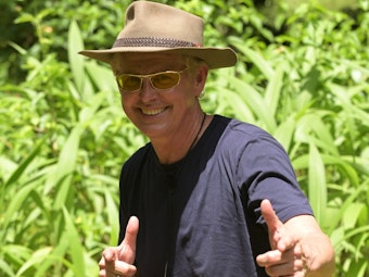 Markus Mörl im Dschungeloutfit.