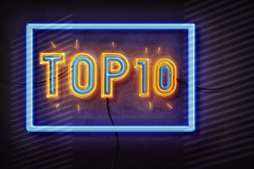 top 10 text in neon style