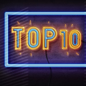 top 10 text in neon style