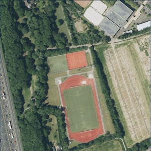 Luftbild der Sportanlage Burgwiesenstraße