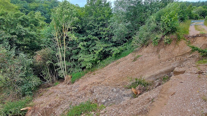 Diesen Weg am Aulbachtal bei Neuhof hat die Flut schwer beschädigt.
