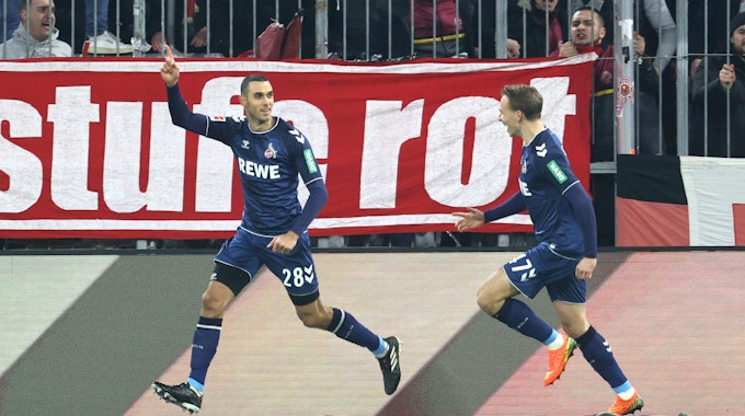 Ellyes Skhiri jubelt über sein Tor gegen die Bayern.