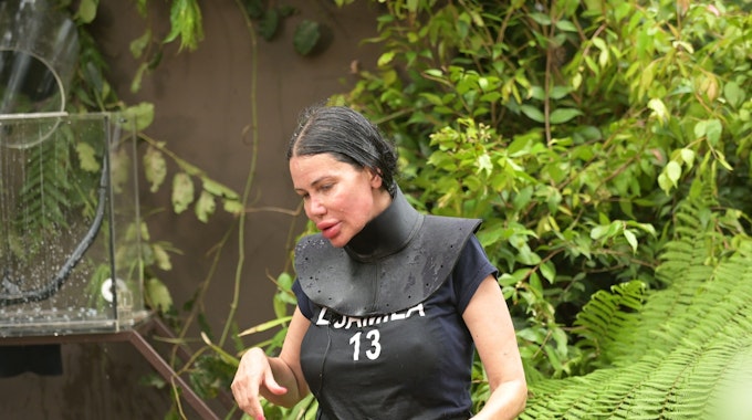 Tag 17. Djamila Rowe kämpft in der Dschungelprüfung "Korrekt" um die Vorspeisen.