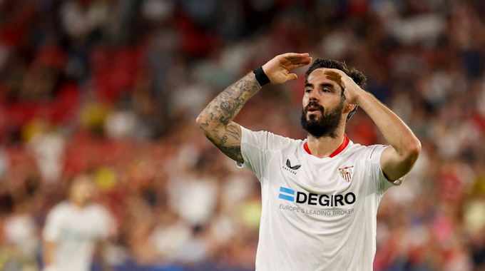 Isco reagiert enttäuscht nach einer vergebenen Chance im Trikot de FC Sevilla.&nbsp;
