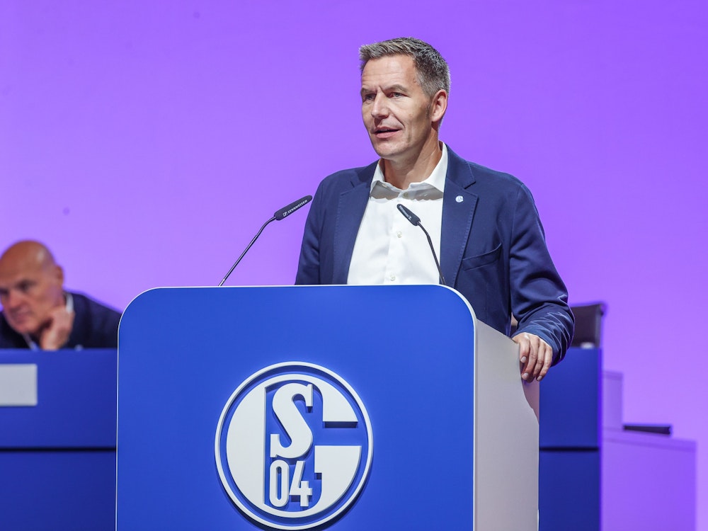 Mitgliederversammlung des FC Schalke 04 in der Veltins Arena: Schalkes Aufsichtsratsvorsitzender Axel Hefer spricht zu den Mitgliedern.