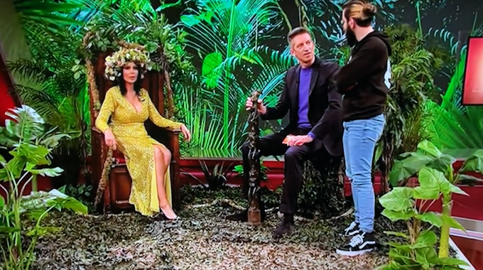 Mitten im Interview mit Dschungelkönigin Djamila Rowe am 1. Februar 2023 stürmt plötzlich ein Mann die „Stern TV“-Bühne.