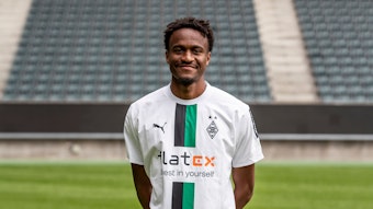 Nathan Ngoumou, Rechtsaußen von Fußball-Bundesligist Borussia Mönchengladbach in der Saison 2022/2023.