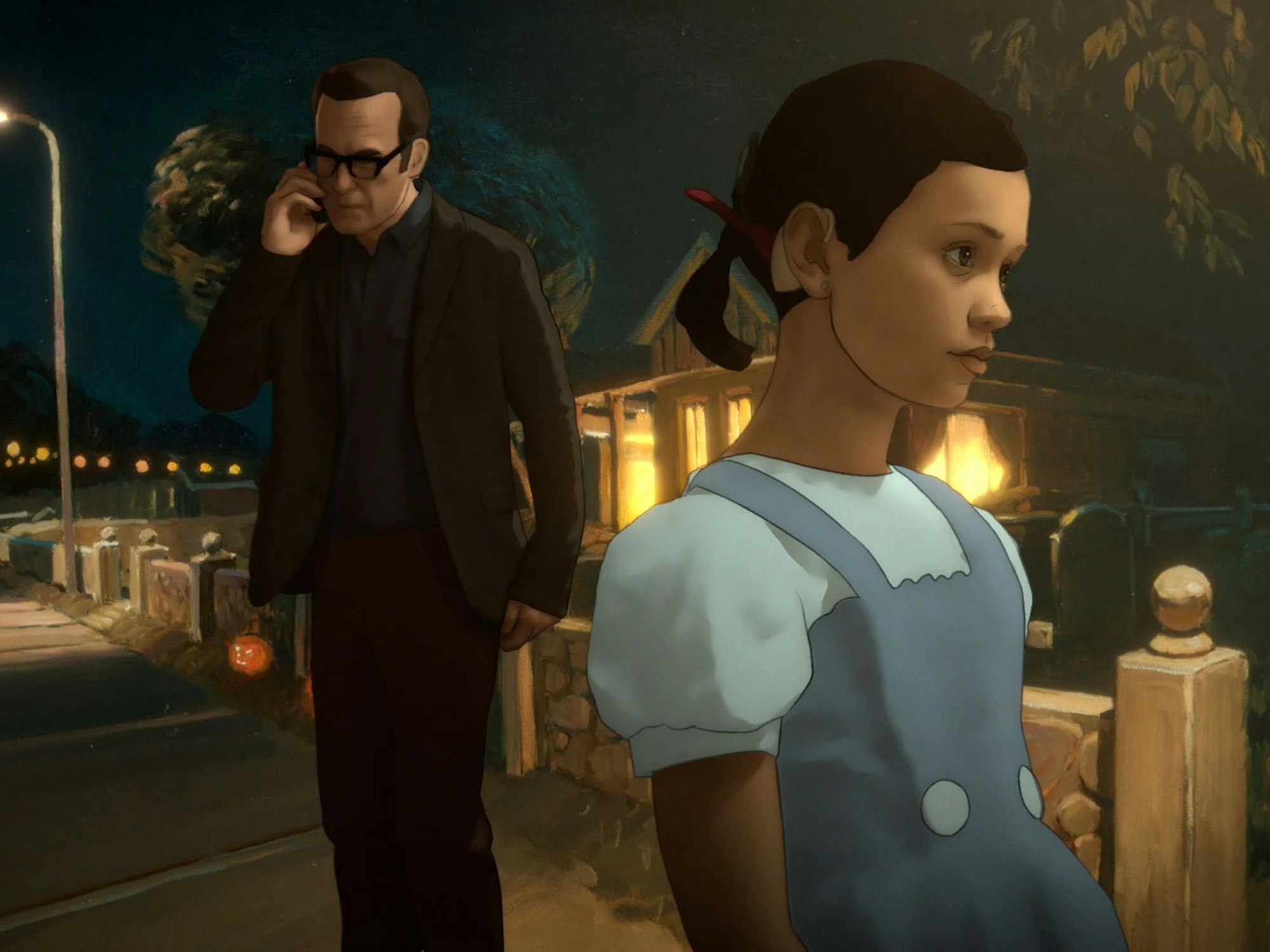 Alma und ihr Vater in einer Szene der Serie „Undone“.