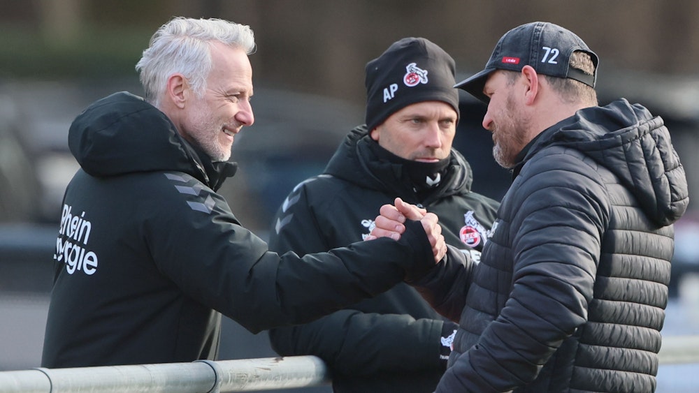1. FC Köln, Training: Mark Zimmermann, Andre Pawlak, Steffen Baumgart (v. l.)