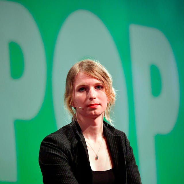 Auf diesem Bild zu sehen ist Manning auf der re:publica in Berlin im Jahr 2018.&nbsp;