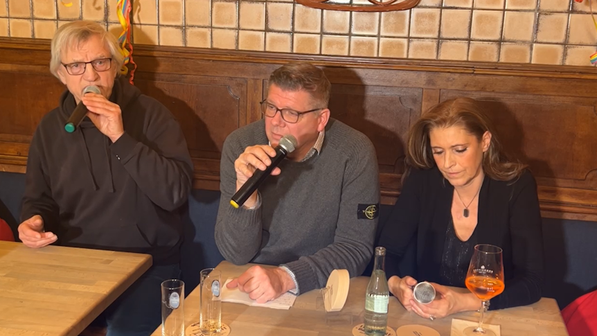 Andreas Hupke, Martin Schlüter und Claudia Wecker bei „Loss mer schwade“.
