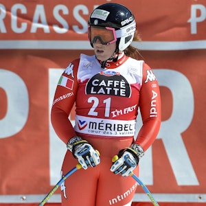 Ski-Star Elena Fanchini kommt bei einem WM-Lauf in Méribel ins Ziel. Die Italienerin ist im Alter von nur 37 Jahren gestorben.