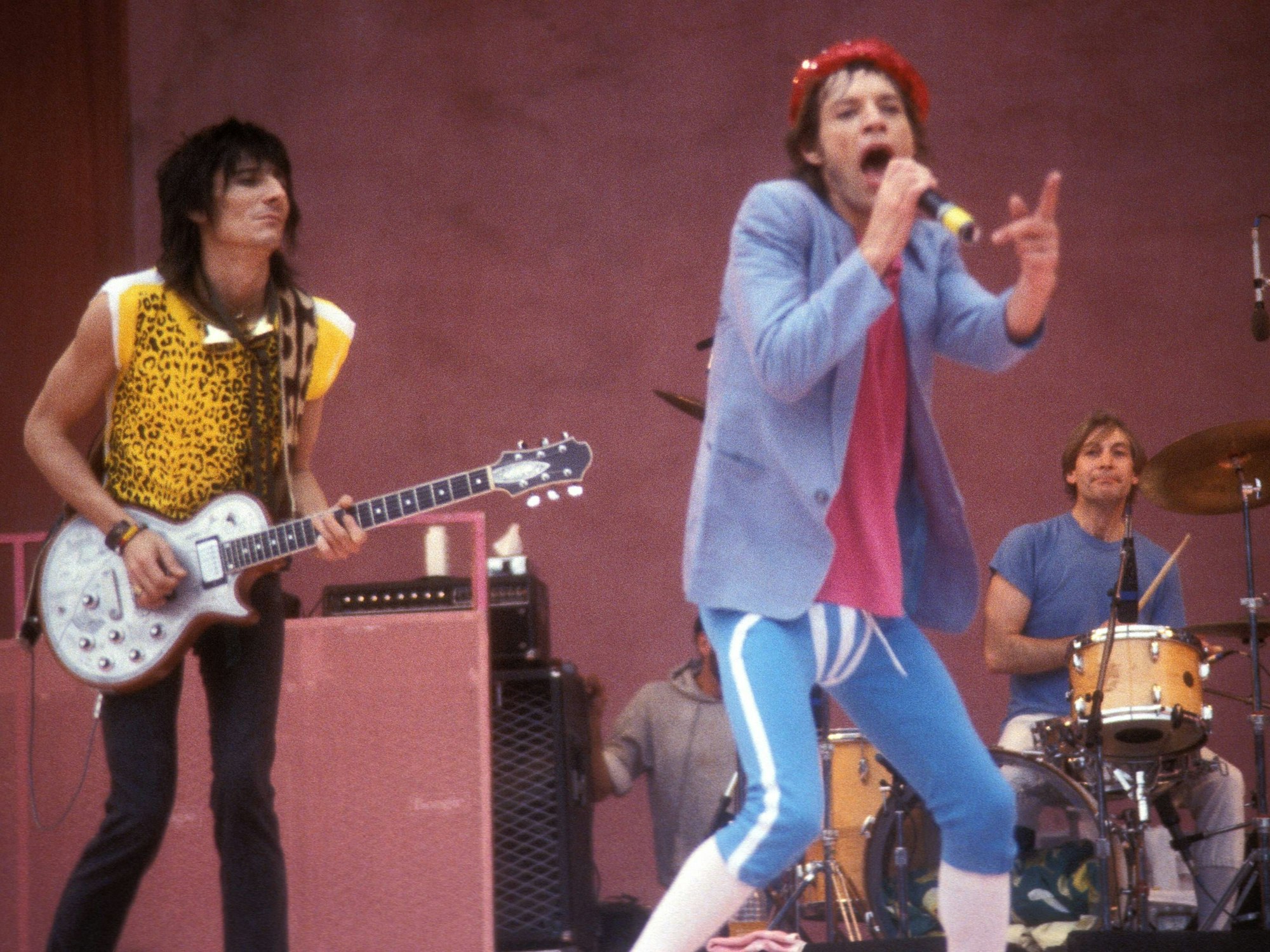 Die Rolling Stones bei ihrem legendären Auftritt 1982 im Müngersdorfer Stadion in Köln.