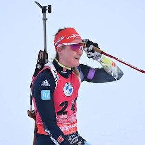 Denise Herrmann-Wick aus Deutschland im Ziel.