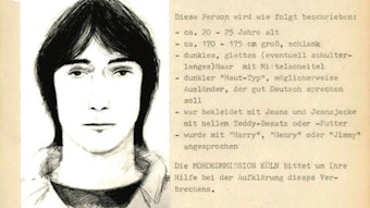 Fahndungsplakat nach dem versuchten Raubmord 1987 in Köln-Ehrenfeld