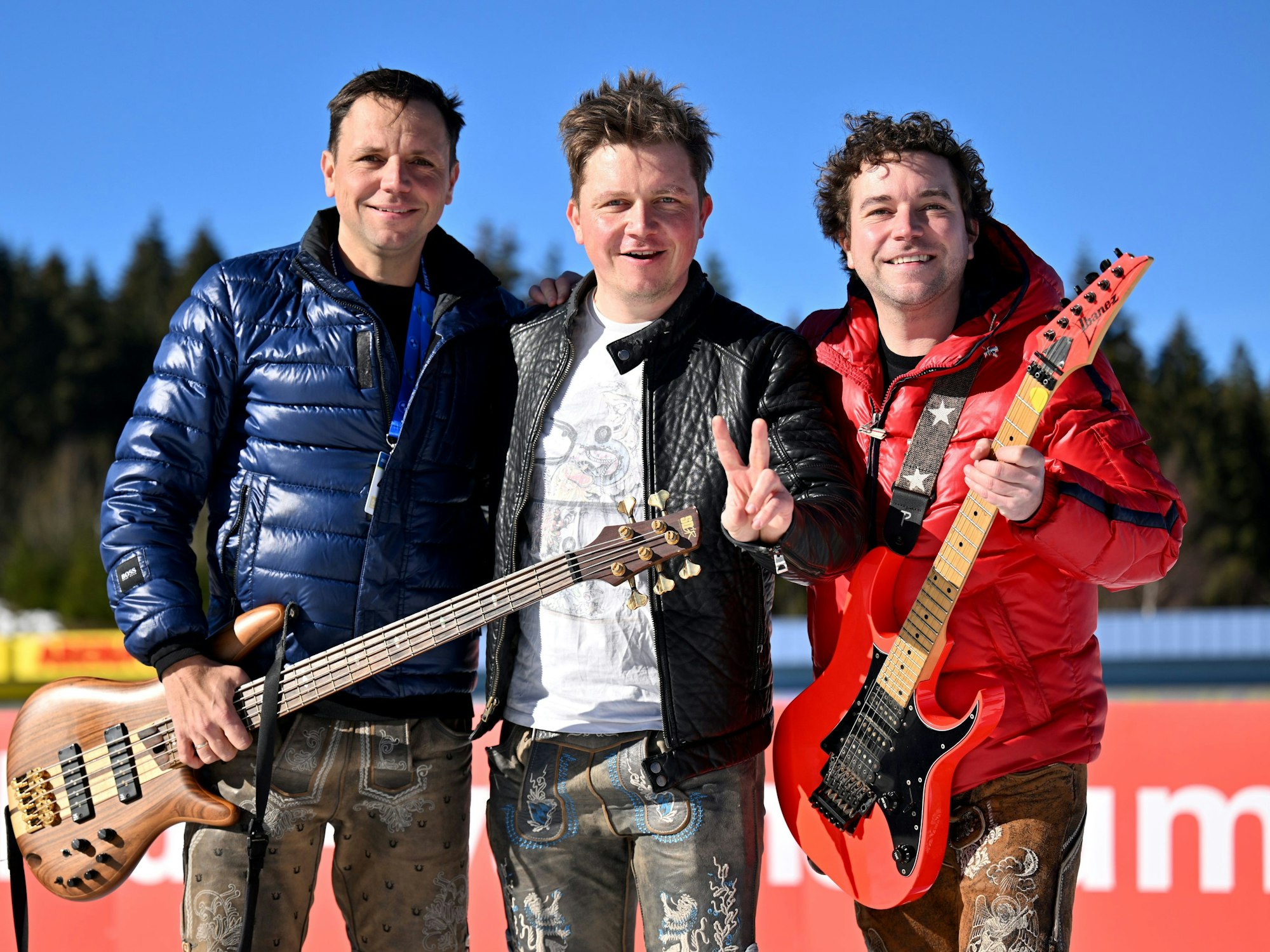 Die Band Dorfrocker am 15. Februar 2023 bei der Biathlon-WM in Oberhof.