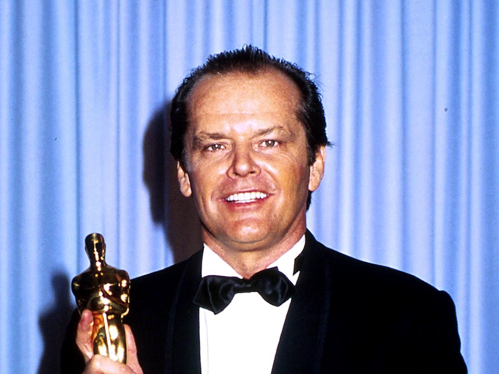 Jack Nicholson 1984 mit seinem Oscar als bester Nebendarsteller in „Zeit der Zärtlichkeit“