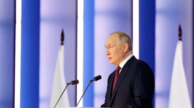 Der russische Präsident Wladimir Putin hält seine jährlichen Rede zur Lage der Nation.