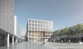 Das neue Rathaus nach Plan der Architekten.