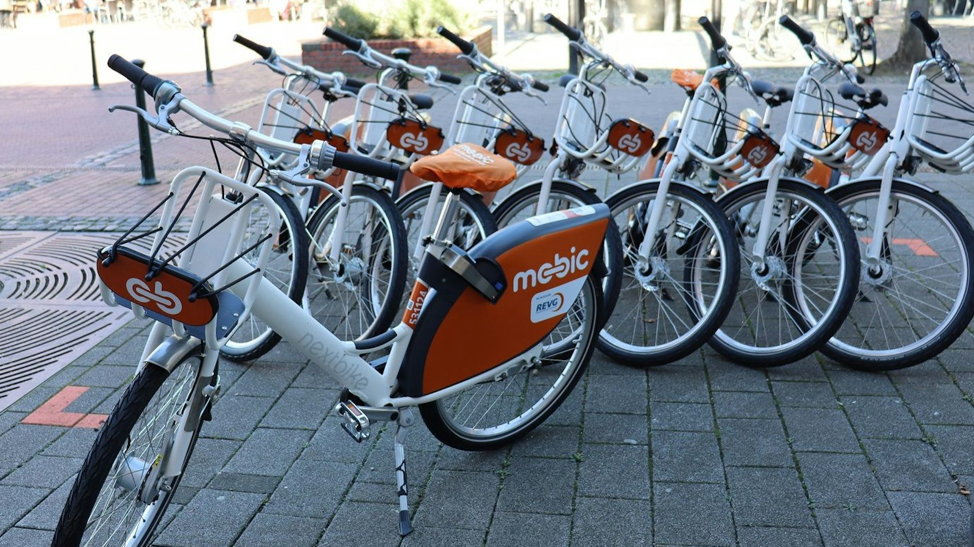 Fahrräder des Fahrradmietsystems „Mobic“.