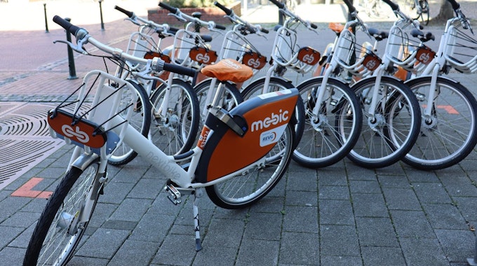 Fahrräder des Fahrradmietsystems „Mobic“.