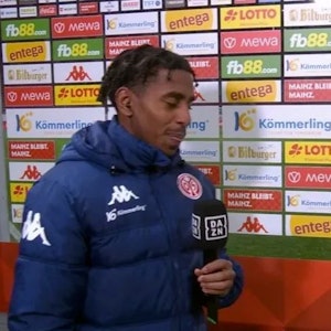 Christina Rann bveim Interview nach dem Bundesligaspiel zwischen Mainz und Mönchengladbach (4:0).