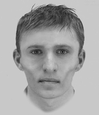 Der zweite Verdächtige im Fall Hahn. Das Phantombild zeigt einen Mann mit kurzen Haaren und eingefallenen Wangen.