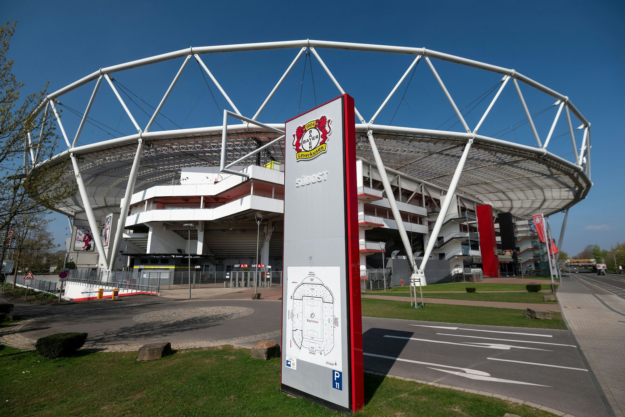Die BayArena, das Stadion des Fußball-Bundesligisten Bayer 04 Leverkusen.