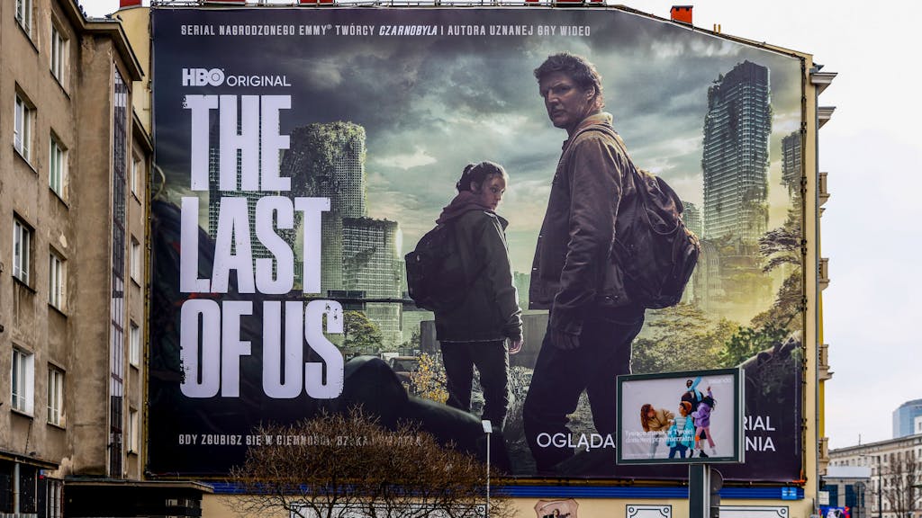Eine Werbetafel der HBO-Serie The „Last of Us“ in Warschau, Polen. Foto vom 19. Januar 2023.