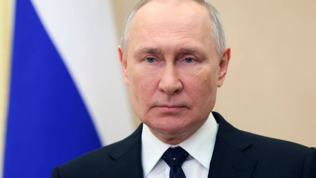 Wladimir Putin, Präsident von Russland, während einer Videoansprache.