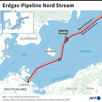 So verlaufen die Gas-Pipelines Nord Stream 1 und Nord Stream 2 von Russland bis nach Deutschland.