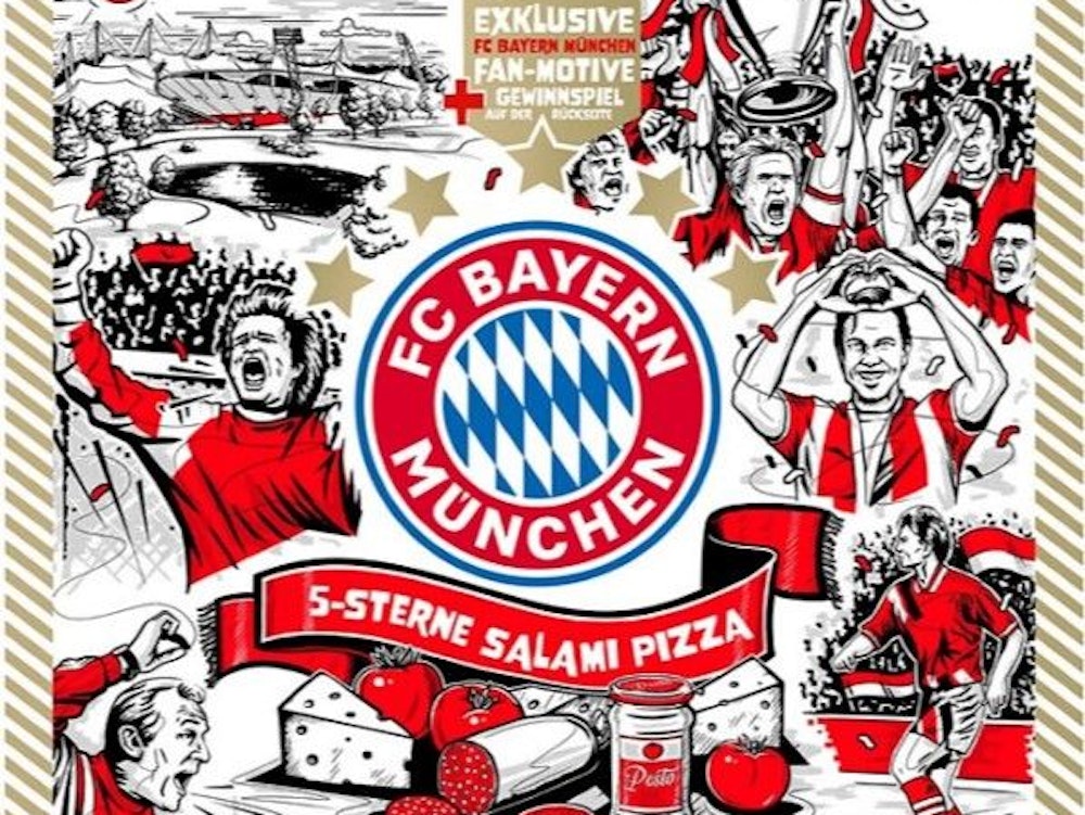 Der Pizza-Karton der Bayern-München-Pizza.