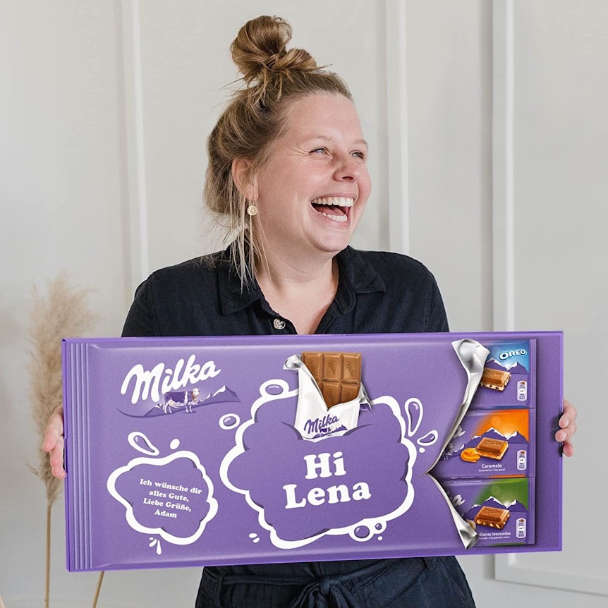 Riesen Milka Schokoladentafel personalisiert mit Namen und Botschaft