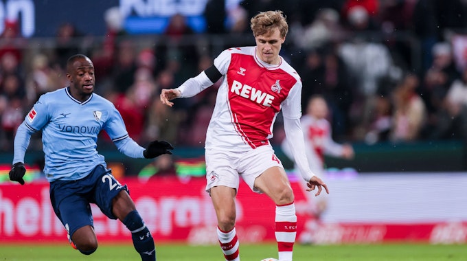Timo Hübers verteidigt gegen den VfL Bochum um Christopher Antwi-Adjei.