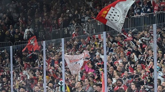 Fans der Kölner Haie in der Lanxess-Arena