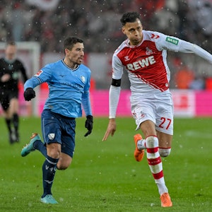 Davie Selke stürmt für den 1. FC Köln gegen den VfL Bochum.