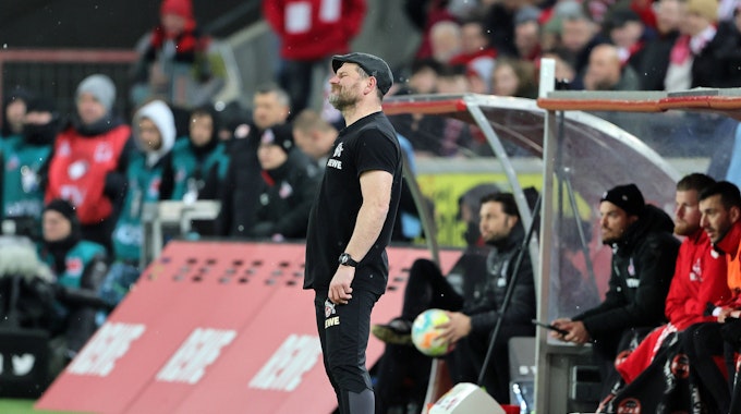 Trainer Steffen Baumgart hatte im Spiel seines 1. FC Köln gegen den VfL Bochum viel zu leiden.