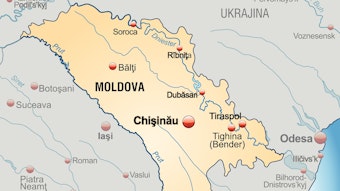Map of Moldova as an overview map in Pastellorange