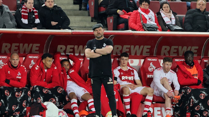 Steffen Baumgart steht bei der Heim-Pleite des 1. FC Köln gegen den VfL Bochum an der Seitenlinie.