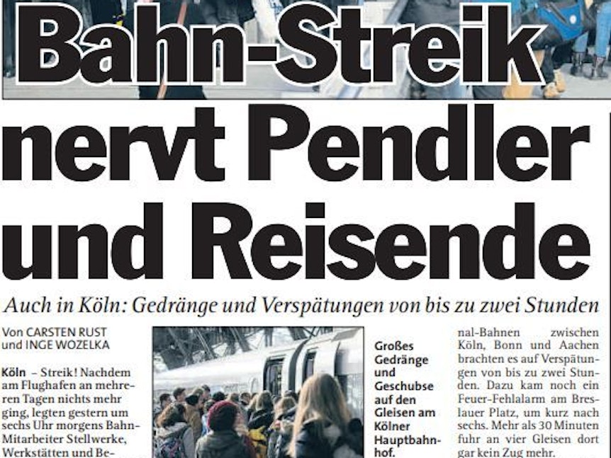 Zeitungs-Ausschnitt: So berichtete EXPRESS 2013 über den Streik am Kölner Hauptbahnhof.