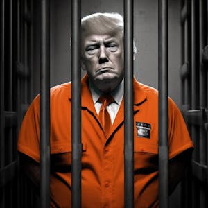 KI-generiertes Bild von Donald Trump hinter Gittern (Midjourney V5)