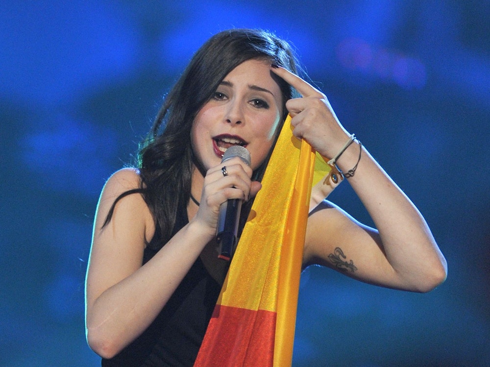 Lena Meyer-Landrut freut 2010 sich über ihren Sieg für Deutschland mit dem Song «Satellite» beim Eurovision Song Contest (ESC).