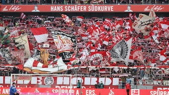 Die Kölner Südkurve beim Spiel gegen Mainz 05.








